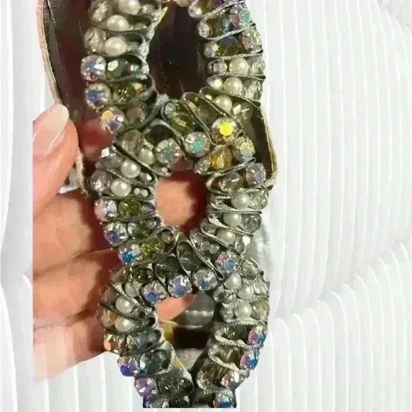 René Caovilla Vintage Crystal Embellished Stiletto Heels Size 38- damaged - Picture 4 of 9